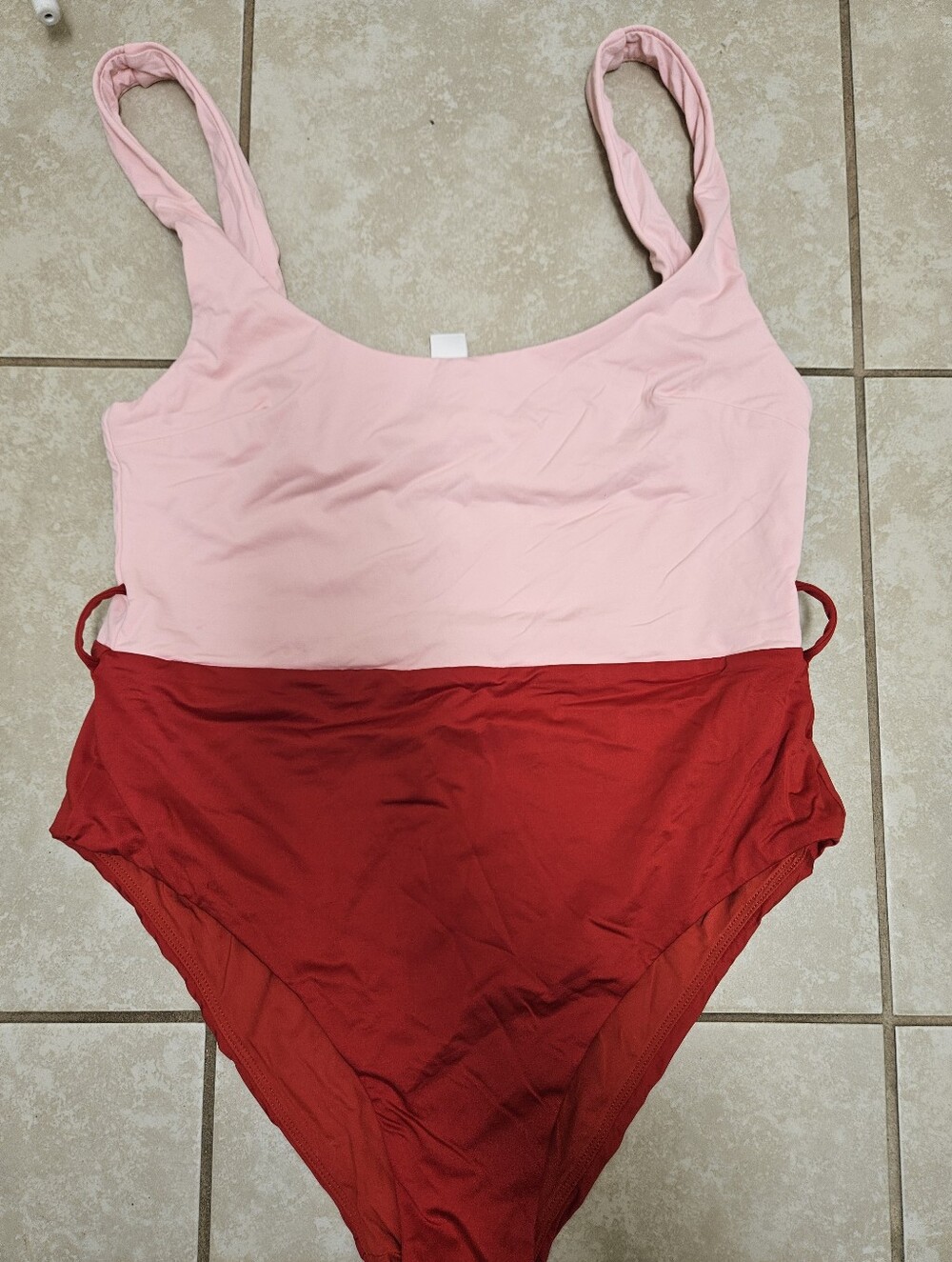 Zimmermann Red and Light Pink Colorblock Swimsuit